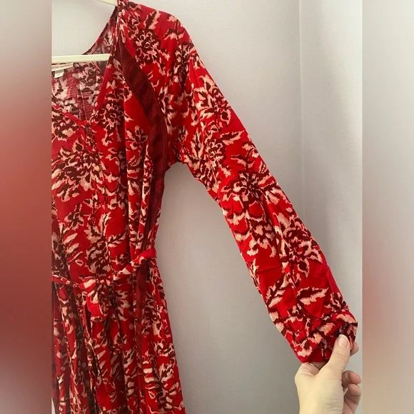 Red Floral Boho MIDI Dress - Picture 6 of 14